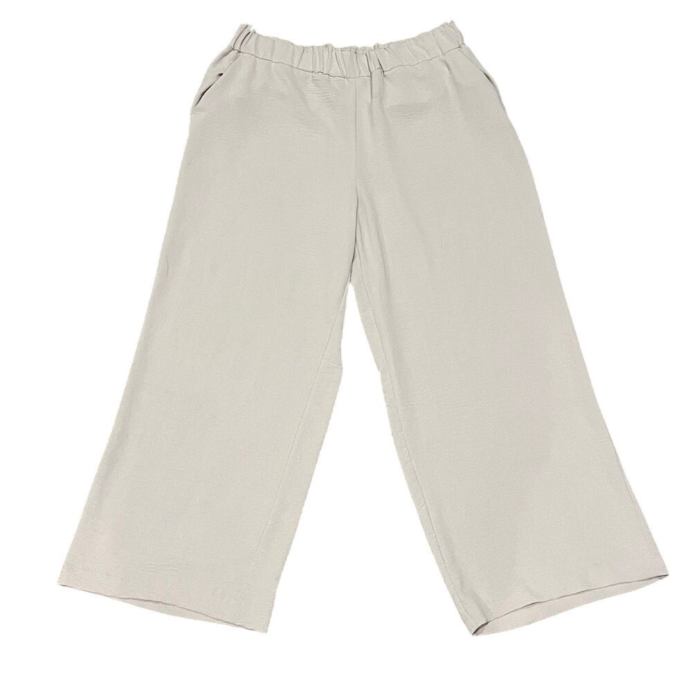 Hilary Radley Womens XL Wide Leg Pull On Pants Beige Elastic Waist